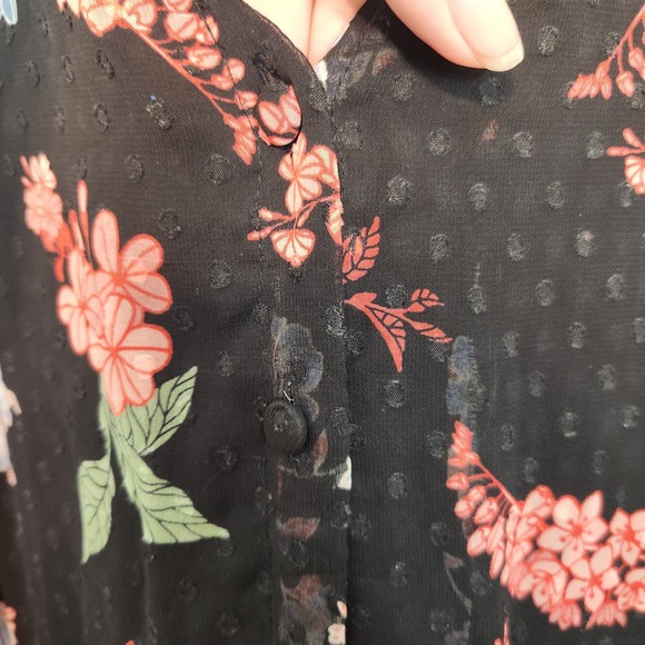 Lane Bryant Black Floral Swiss Dot Short sleeve Maxi Women's Dress 24 - Picture 7 of 10